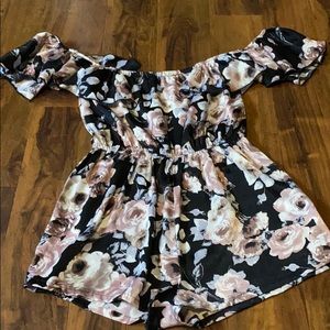 Floral Black Romper